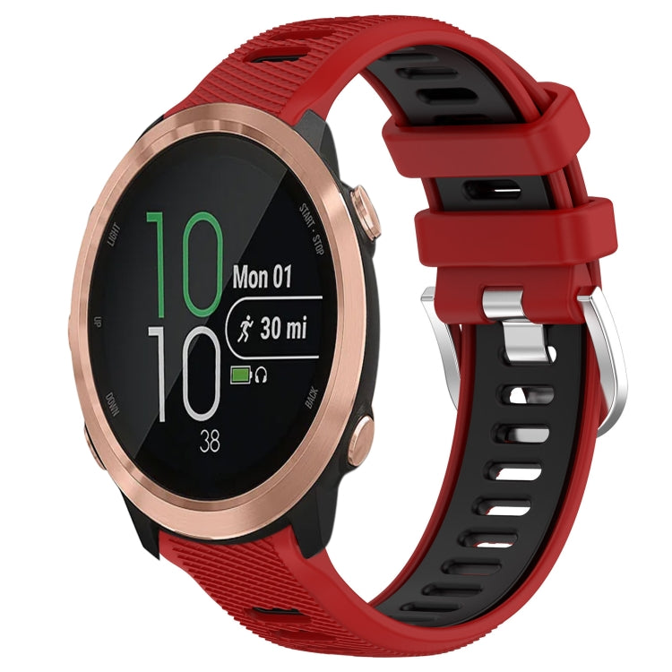 For Garmin Forerunner 645 20mm Sports Two-Color Steel Buckle Silicone Watch Band(Red+Black) - Smart Wear by PMC Jewellery | Online Shopping South Africa | PMC Jewellery