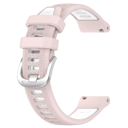 For Amazfit GTS 2 Mini 22mm Cross Texture Two Color Silicone Steel Buckle Watch Band(Pink+White) - Smart Wear by PMC Jewellery | Online Shopping South Africa | PMC Jewellery