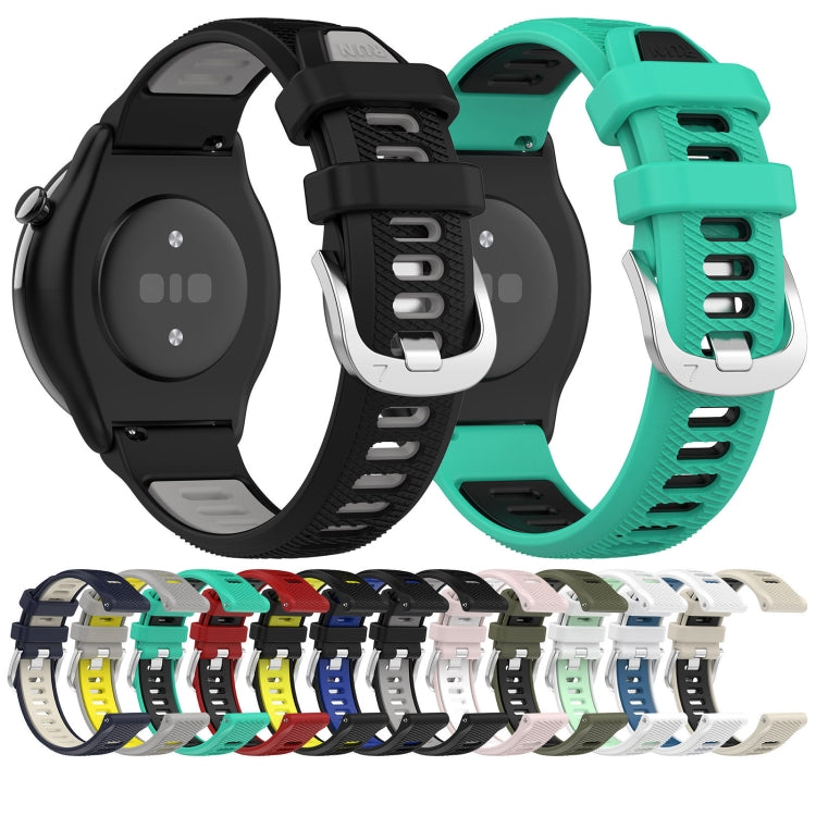 For Amazfit Pop Pro 22mm Cross Texture Two Color Silicone Steel Buckle Watch Band(Starlight+Black) - Smart Wear by PMC Jewellery | Online Shopping South Africa | PMC Jewellery