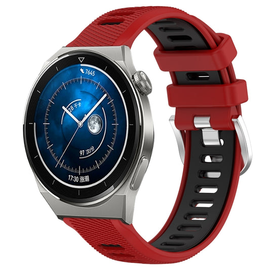 For Huawei Watch GT3 Pro 43mm 20mm Sports Two-Color Steel Buckle Silicone Watch Band(Red+Black) - Smart Wear by PMC Jewellery | Online Shopping South Africa | PMC Jewellery