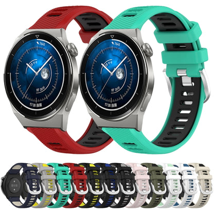 For Honor MagicWatch2 42mm 20mm Sports Two-Color Steel Buckle Silicone Watch Band(Lake Blue+Black) - Smart Wear by PMC Jewellery | Online Shopping South Africa | PMC Jewellery