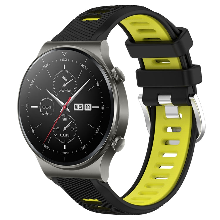 For Huawei GT2 Pro 22mm Sports Two-Color Steel Buckle Silicone Watch Band(Black+Lime Green) - Smart Wear by PMC Jewellery | Online Shopping South Africa | PMC Jewellery