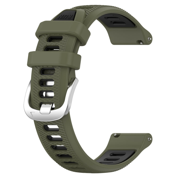 For Huawei GT2 46mm 22mm Sports Two-Color Steel Buckle Silicone Watch Band(Army Green+Black) - Smart Wear by PMC Jewellery | Online Shopping South Africa | PMC Jewellery