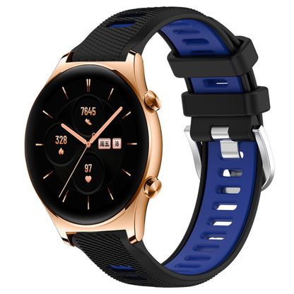 For Honor Watch GS 3 22mm Sports Two-Color Steel Buckle Silicone Watch Band(Black+Blue) - Smart Wear by PMC Jewellery | Online Shopping South Africa | PMC Jewellery