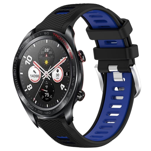 For Honor Watch Dream 22mm Sports Two-Color Steel Buckle Silicone Watch Band(Black+Blue) - Smart Wear by PMC Jewellery | Online Shopping South Africa | PMC Jewellery