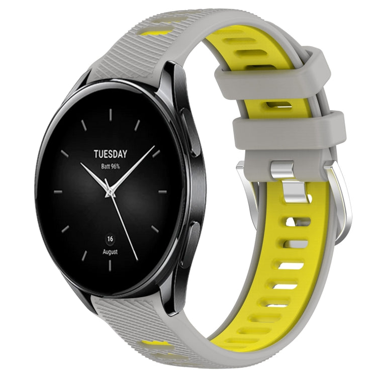 For Xiaomi Watch S2 46mm 22mm Sports Two-Color Steel Buckle Silicone Watch Band(Grey+Yellow) - Smart Wear by PMC Jewellery | Online Shopping South Africa | PMC Jewellery