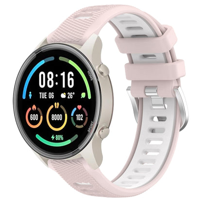 For Xiaomi MI Watch Color 2 22mm Sports Two-Color Steel Buckle Silicone Watch Band(Pink+White) - Smart Wear by PMC Jewellery | Online Shopping South Africa | PMC Jewellery