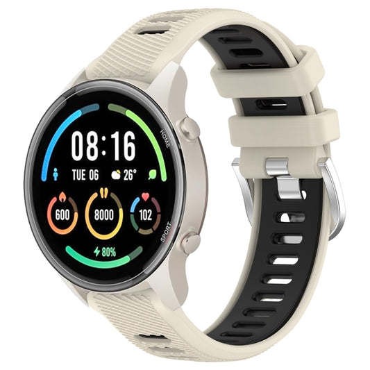 For Xiaomi MI Watch Color 2 22mm Sports Two-Color Steel Buckle Silicone Watch Band(Starlight+Black) - Smart Wear by PMC Jewellery | Online Shopping South Africa | PMC Jewellery