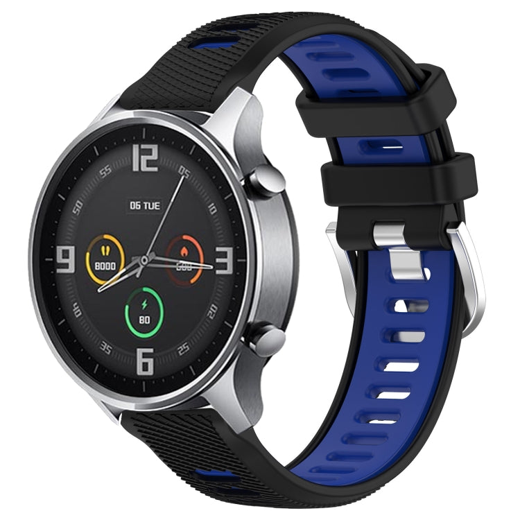 For Xiaomi MI Watch Sport 22mm Sports Two-Color Steel Buckle Silicone Watch Band(Black+Blue) - Smart Wear by PMC Jewellery | Online Shopping South Africa | PMC Jewellery