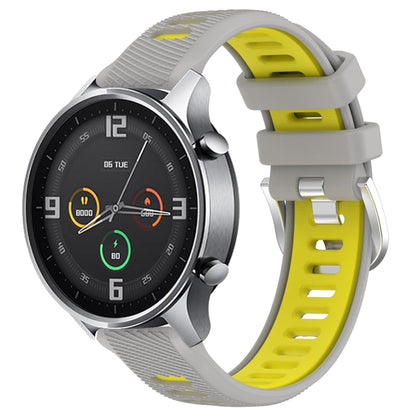For Xiaomi MI Watch Sport 22mm Sports Two-Color Steel Buckle Silicone Watch Band(Grey+Yellow) - Smart Wear by PMC Jewellery | Online Shopping South Africa | PMC Jewellery