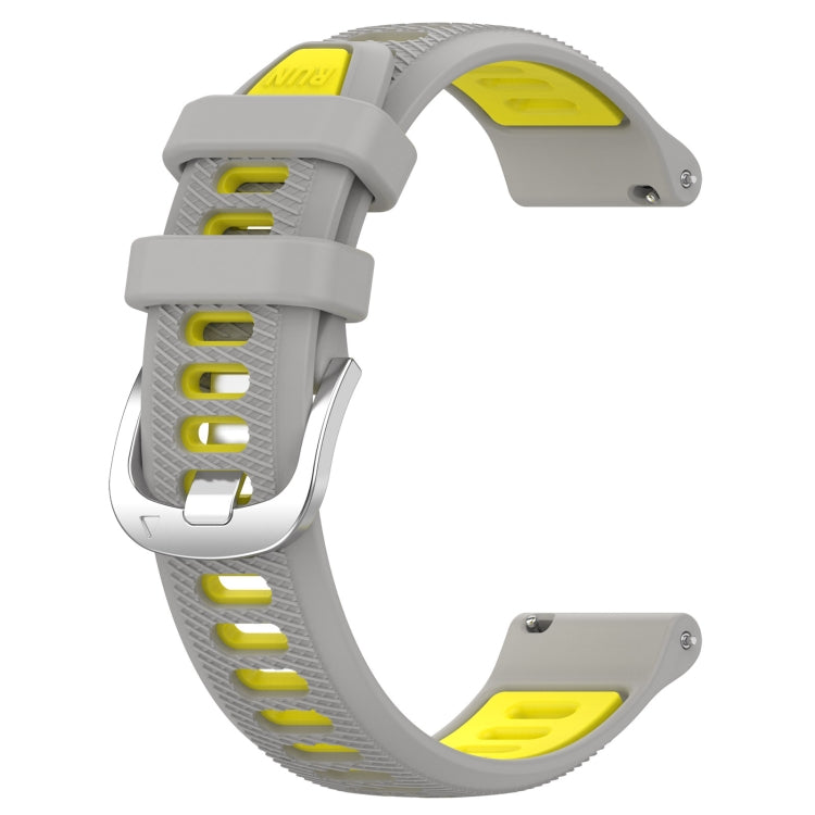 For Garmin Forerunner 255 22mm Sports Two-Color Steel Buckle Silicone Watch Band(Grey+Yellow) - Smart Wear by PMC Jewellery | Online Shopping South Africa | PMC Jewellery