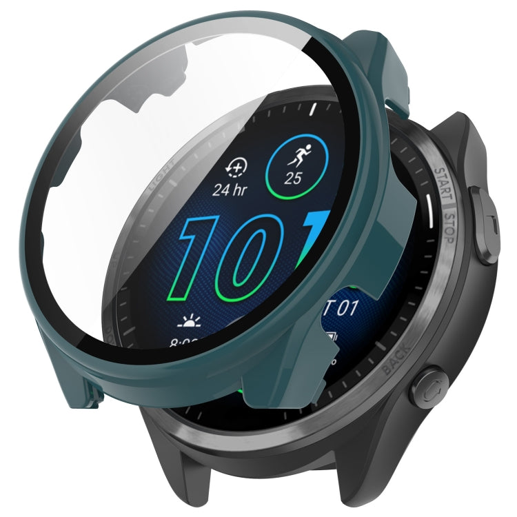 For Garmin Forerunner 965 PC + Toughened Film Integrated Watch Protective Case(Green) - Smart Wear by PMC TechLife | Online Shopping South Africa | PMC TechLife
