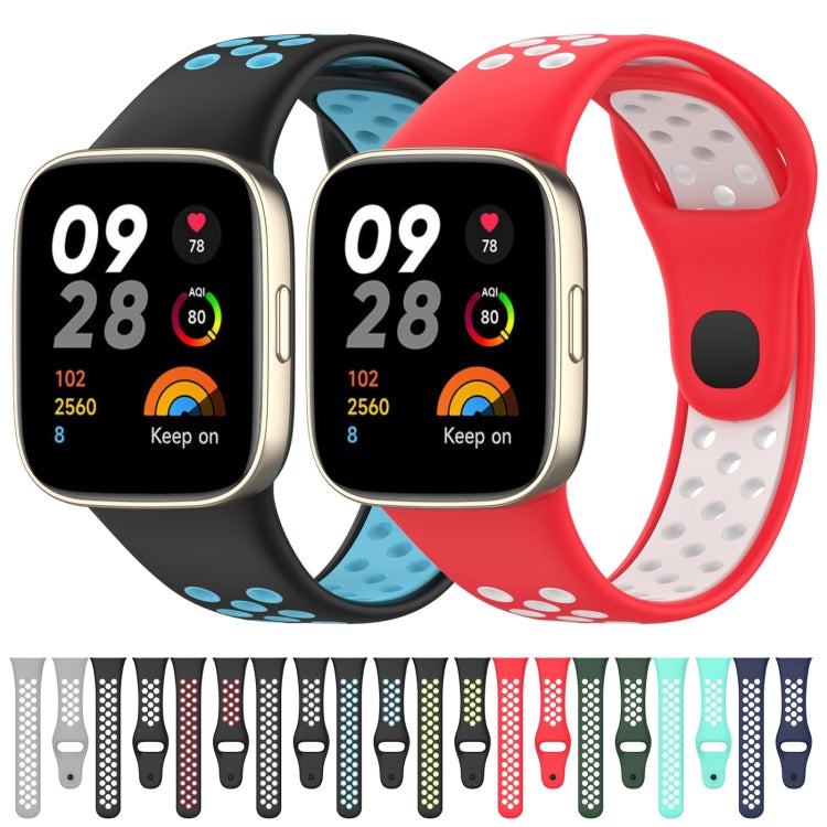 For Redmi Watch 3 Lite Sports Two-Color Silicone Watch Band(Black+Blue) - Smart Wear by PMC Jewellery | Online Shopping South Africa | PMC Jewellery