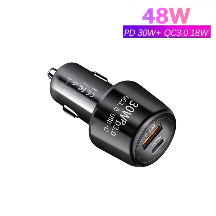 P29 48W PD30W + QC3.0 18W USB Dual Port Car Charger(Black) - Car Charger by PMC Jewellery | Online Shopping South Africa | PMC Jewellery
