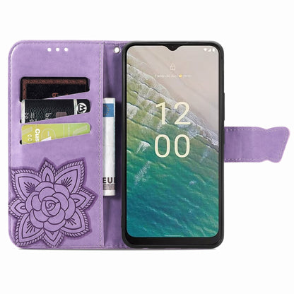 For Nokia C32 Butterfly Love Flower Embossed Leather Phone Case(Lavender) - Nokia Cases by PMC Jewellery | Online Shopping South Africa | PMC Jewellery