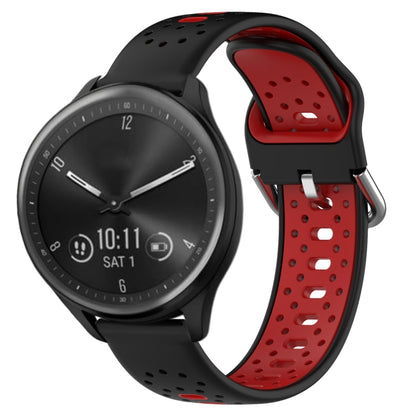 For Garmin Vivomove Sport 20mm Breathable Two-Color Silicone Watch Band(Black+Red) - Watch Bands by PMC Jewellery | Online Shopping South Africa | PMC Jewellery