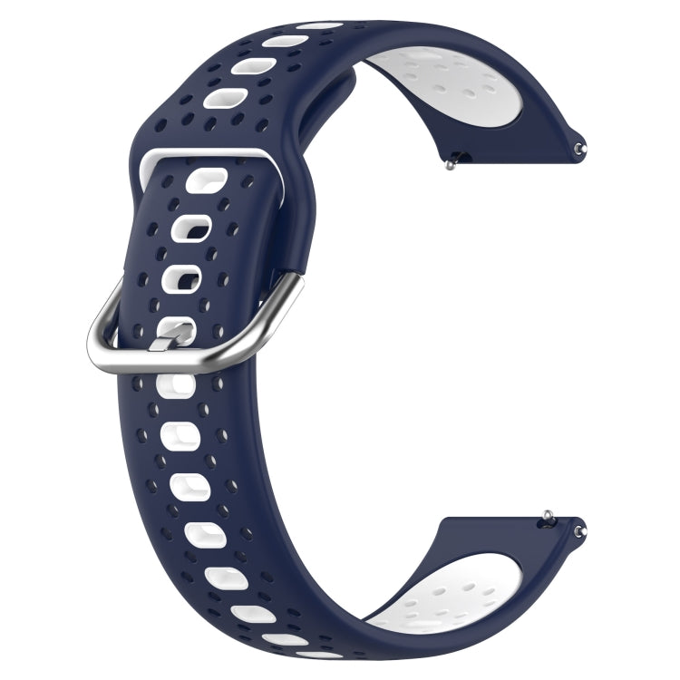 For Garmin Vivomove Sport 20mm Breathable Two-Color Silicone Watch Band(Midnight Blue+White) - Watch Bands by PMC Jewellery | Online Shopping South Africa | PMC Jewellery