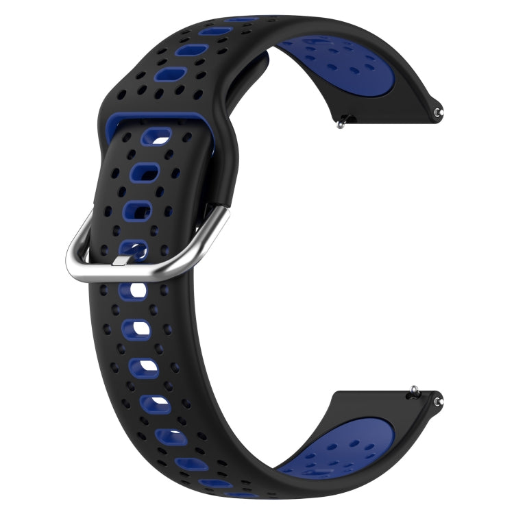 For Garmin Vivoactive3 20mm Breathable Two-Color Silicone Watch Band(Black+Blue) - Watch Bands by PMC Jewellery | Online Shopping South Africa | PMC Jewellery