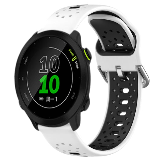 For Garmin Forerunner 158 20mm Breathable Two-Color Silicone Watch Band(White+Black) - Watch Bands by PMC Jewellery | Online Shopping South Africa | PMC Jewellery