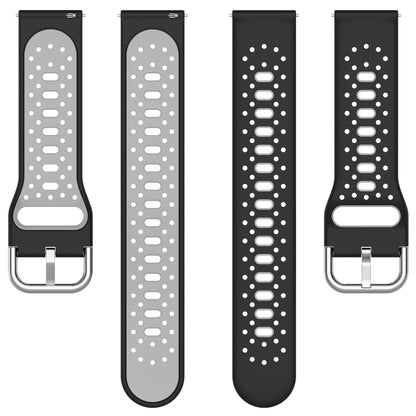 For Garmin VivoMove Style 20mm Breathable Two-Color Silicone Watch Band(Black+Grey) - Watch Bands by PMC Jewellery | Online Shopping South Africa | PMC Jewellery