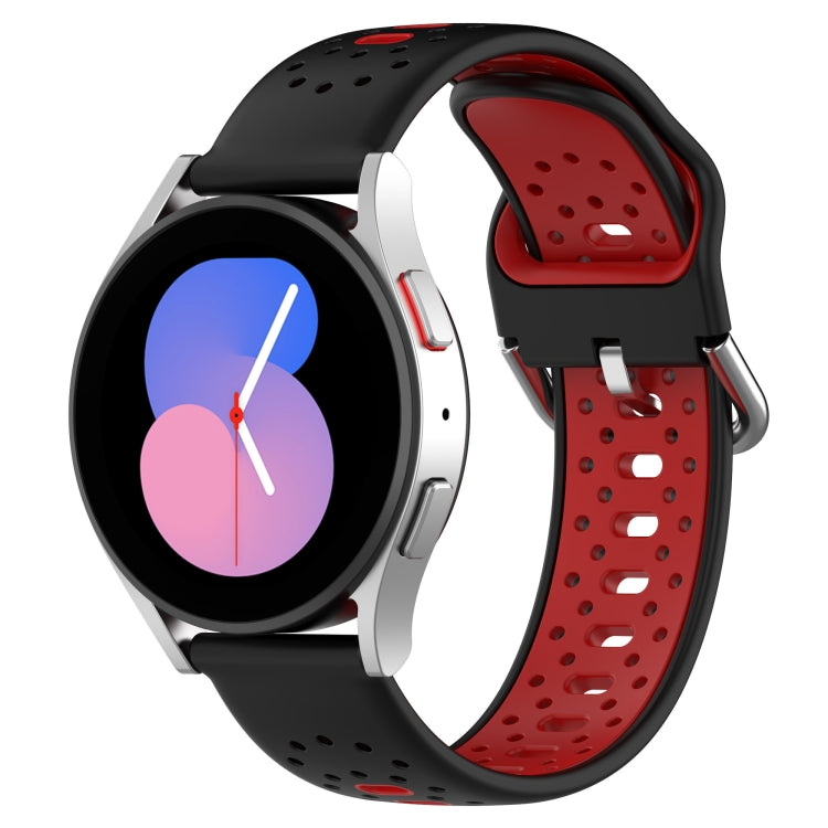 For Samsung Galaxy Watch 5 44mm 20mm Breathable Two-Color Silicone Watch Band(Black+Red) - Watch Bands by PMC Jewellery | Online Shopping South Africa | PMC Jewellery