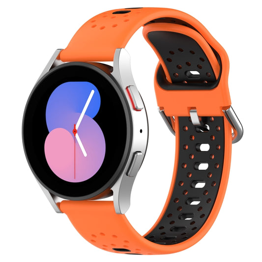 For Samsung Galaxy Watch 5 40mm 20mm Breathable Two-Color Silicone Watch Band(Orange+Black) - Watch Bands by PMC Jewellery | Online Shopping South Africa | PMC Jewellery