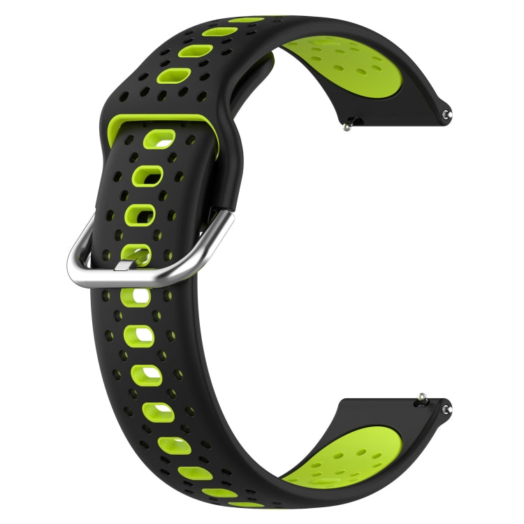 For Samsung Galaxy Watch 5 40mm 20mm Breathable Two-Color Silicone Watch Band(Black+Lime Green) - Watch Bands by PMC Jewellery | Online Shopping South Africa | PMC Jewellery