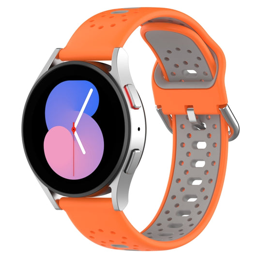 For Samsung  Galaxy Watch 4 Classic 42mm 20mm Breathable Two-Color Silicone Watch Band(Orange+Grey) - Watch Bands by PMC Jewellery | Online Shopping South Africa | PMC Jewellery