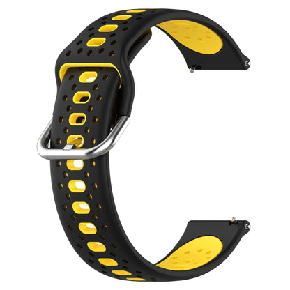 For Samsung  Galaxy Watch 4 Classic 42mm 20mm Breathable Two-Color Silicone Watch Band(Black+Yellow) - Watch Bands by PMC Jewellery | Online Shopping South Africa | PMC Jewellery