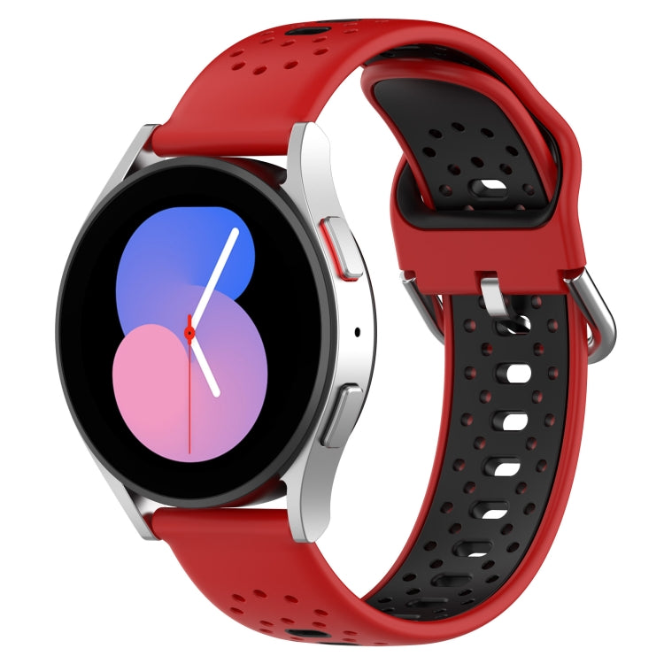 For Samsung  Galaxy Watch 4 Classic 46mm 20mm Breathable Two-Color Silicone Watch Band(Red+Black) - Watch Bands by PMC Jewellery | Online Shopping South Africa | PMC Jewellery