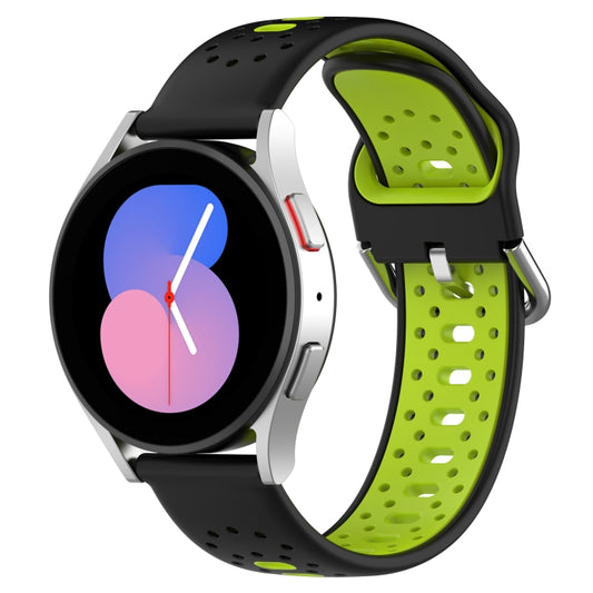 For Samsung Galaxy Watch Active 2 44mm 20mm Breathable Two-Color Silicone Watch Band(Black+Lime Green) - Watch Bands by PMC Jewellery | Online Shopping South Africa | PMC Jewellery