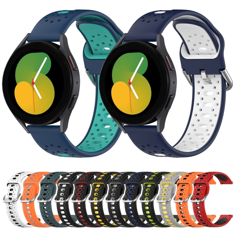 For Samsung Galaxy Watch 5 Pro 45mm 20mm Breathable Two-Color Silicone Watch Band(Orange+Grey) - Watch Bands by PMC Jewellery | Online Shopping South Africa | PMC Jewellery