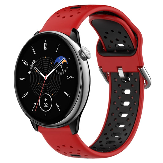 For Amazfit GTR Mini 20mm Breathable Two-Color Silicone Watch Band(Red+Black) - Watch Bands by PMC Jewellery | Online Shopping South Africa | PMC Jewellery