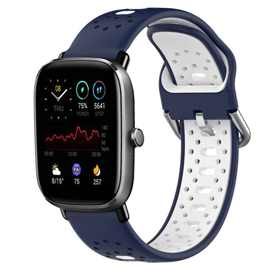 For Amazfit GTS 4 Mini 20mm Breathable Two-Color Silicone Watch Band(Midnight Blue+White) - Watch Bands by PMC Jewellery | Online Shopping South Africa | PMC Jewellery