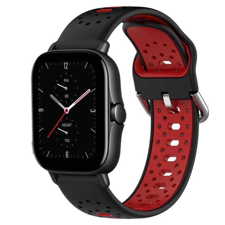 For Amazfit GTS 2E 20mm Breathable Two-Color Silicone Watch Band(Black+Red) - Watch Bands by PMC Jewellery | Online Shopping South Africa | PMC Jewellery