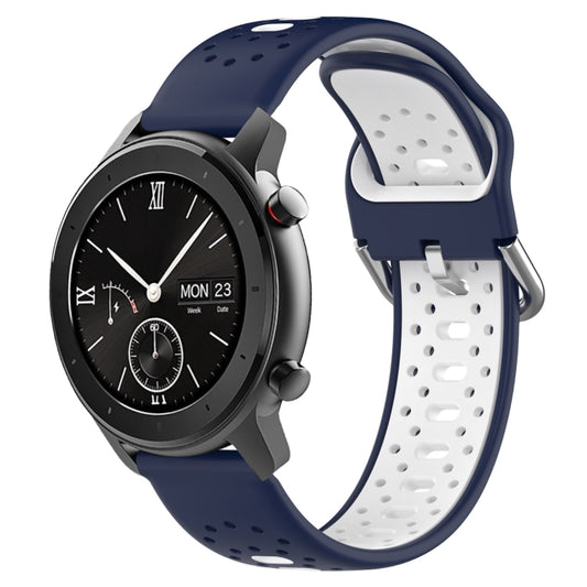 For Amazfit GTR 42mm 20mm Breathable Two-Color Silicone Watch Band(Midnight Blue+White) - Watch Bands by PMC Jewellery | Online Shopping South Africa | PMC Jewellery