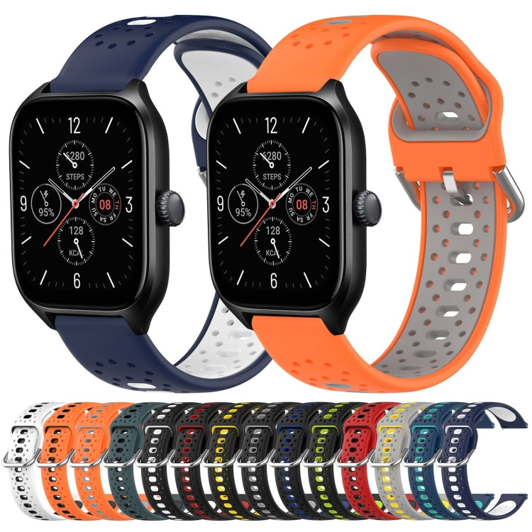 For Amazfit GTS 2E 20mm Breathable Two-Color Silicone Watch Band(Black+White) - Watch Bands by PMC TechLife | Online Shopping South Africa | PMC TechLife