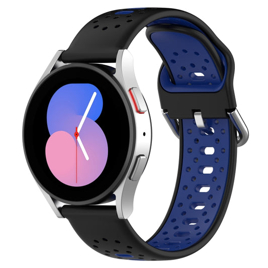 For Huawei Watch GT2 42mm 20mm Breathable Two-Color Silicone Watch Band(Black+Blue) - Watch Bands by PMC Jewellery | Online Shopping South Africa | PMC Jewellery