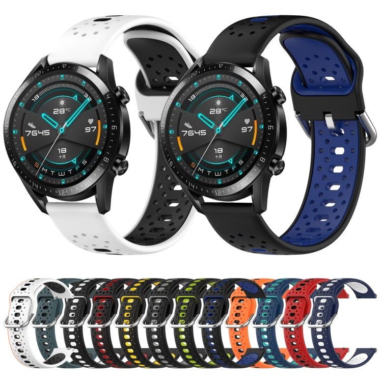 For Huawei Watch GT3 Pro 43mm 20mm Breathable Two-Color Silicone Watch Band(White+Black) - Watch Bands by PMC Jewellery | Online Shopping South Africa | PMC Jewellery