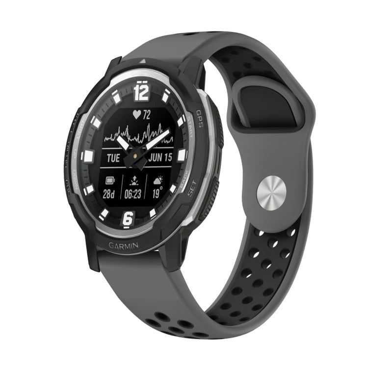 For Garmin Instinct Crossover 22mm Sports Breathable Silicone Watch Band(Grey+Black) -  by PMC Jewellery | Online Shopping South Africa | PMC Jewellery