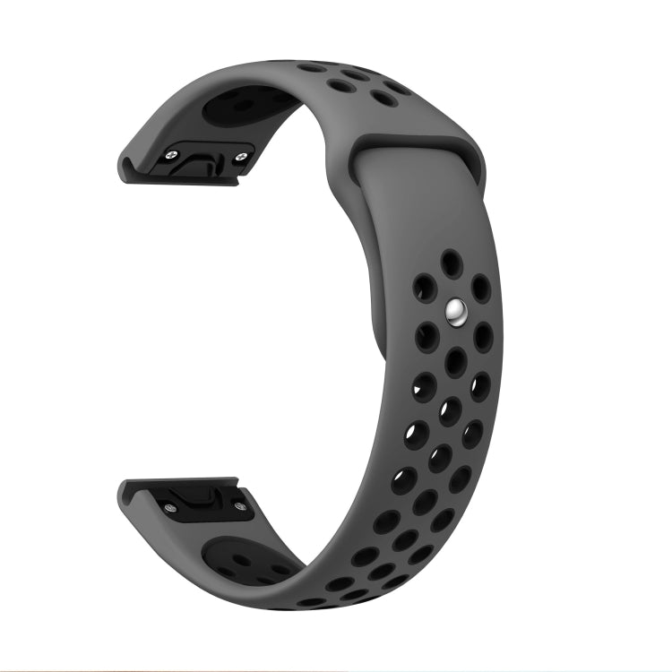 For Garmin Instinct Crossover 22mm Sports Breathable Silicone Watch Band(Grey+Black) -  by PMC Jewellery | Online Shopping South Africa | PMC Jewellery