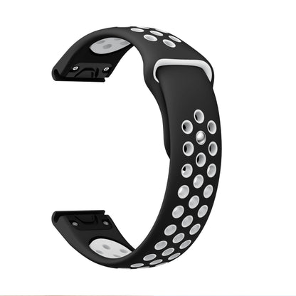 For Garmin Instinct Crossover Solar 22mm Sports Breathable Silicone Watch Band(Black+White) -  by PMC Jewellery | Online Shopping South Africa | PMC Jewellery