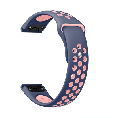 For Garmin Instinct 22mm Sports Breathable Silicone Watch Band(Midnight Blue+Pink) -  by PMC Jewellery | Online Shopping South Africa | PMC Jewellery