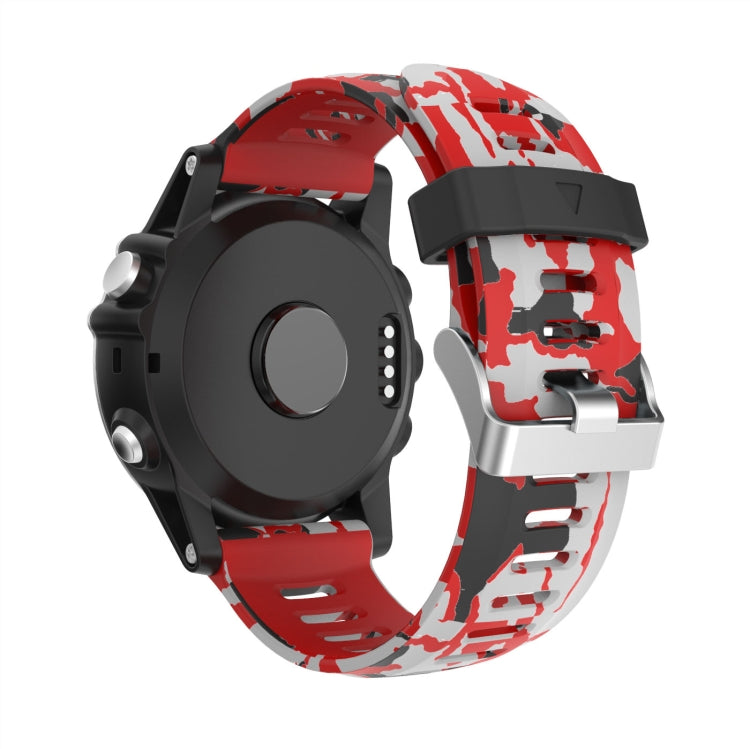 For Garmin Fenix 6X Sapphire 26mm Camouflage Printed Silicone Watch Band(Red+Army Camouflage) -  by PMC Jewellery | Online Shopping South Africa | PMC Jewellery