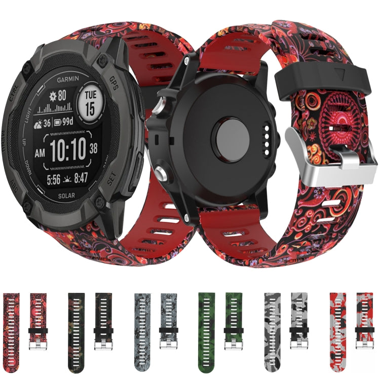 For Garmin D2 Delta PX 26mm Camouflage Printed Silicone Watch Band(Red+Army Camouflage) -  by PMC Jewellery | Online Shopping South Africa | PMC Jewellery