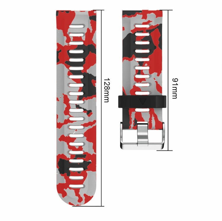 For Garmin Enduro 2 26mm Camouflage Printed Silicone Watch Band(Red+Jellyfish Camouflage) -  by PMC Jewellery | Online Shopping South Africa | PMC Jewellery