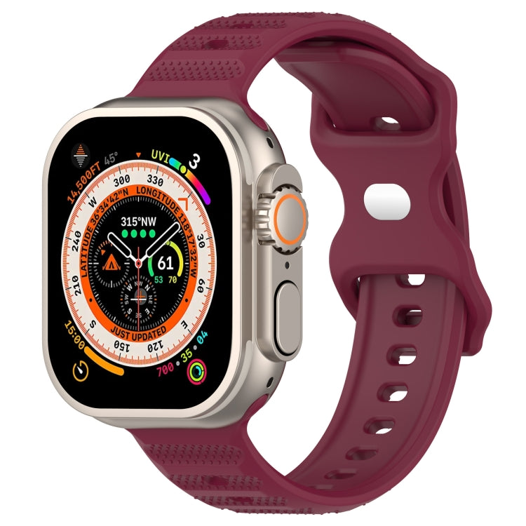 For Apple Watch 8 41mm Reverse Buckle Dot Texture Silicone Watch Band(Wine Red) - Watch Bands by PMC Jewellery | Online Shopping South Africa | PMC Jewellery