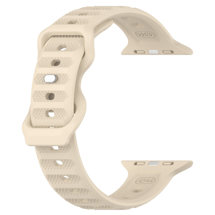 For Apple Watch 7 45mm Reverse Buckle Dot Texture Silicone Watch Band(Khaki) - Watch Bands by PMC TechLife | Online Shopping South Africa | PMC TechLife