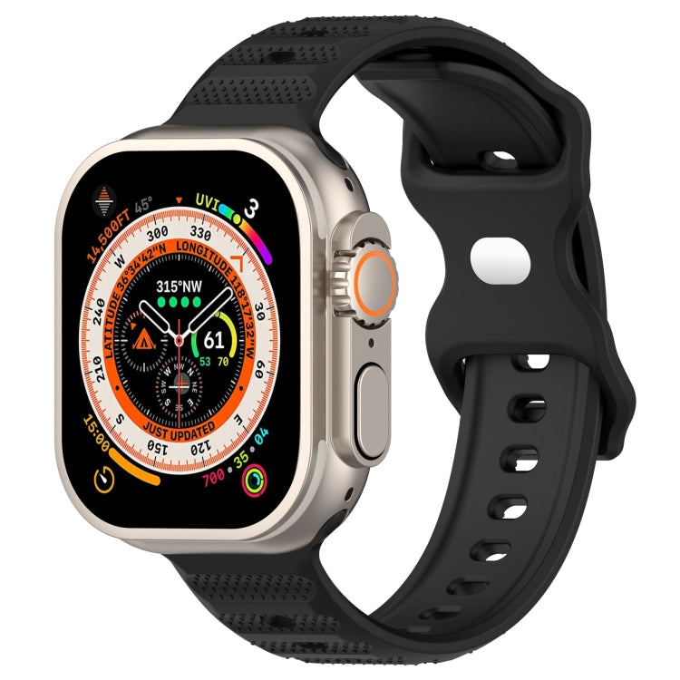 For Apple Watch 7 41mm Reverse Buckle Dot Texture Silicone Watch Band(Black) - Watch Bands by PMC TechLife | Online Shopping South Africa | PMC TechLife