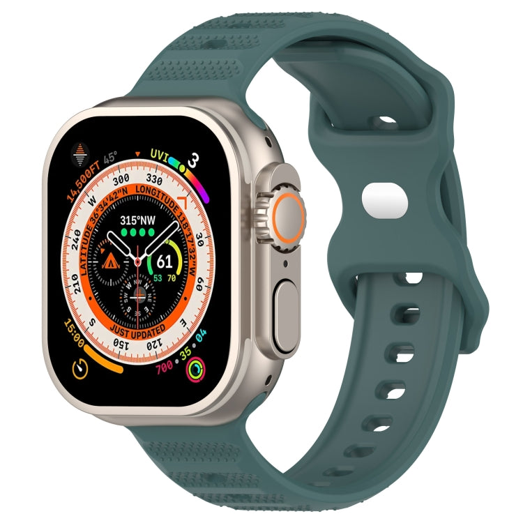 For Apple Watch SE 44mm Reverse Buckle Dot Texture Silicone Watch Band(Olive Green) - Watch Bands by PMC TechLife | Online Shopping South Africa | PMC TechLife